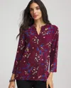 Chico's Travelers Artisinal Toss Tunic In Blackened Burgundy In Purple