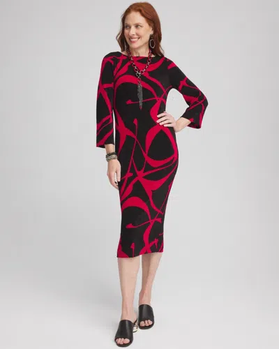 Chico's Travelers™ Bell Sleeve Boat Neck Dress In Size 20/22 |  Wrinkle-free Travel Clothing In Red Allure
