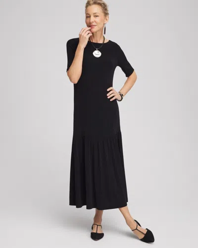 Chico's Travelers™ Boatneck Drop-waist Dress In Black Size 12/14 |  Wrinkle-free Travel Clothing In Travelers Black