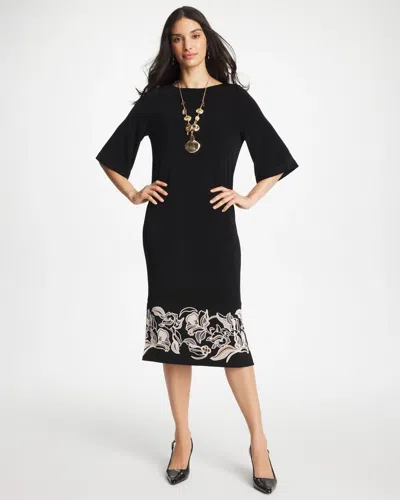 Chico's Travelers™ Border Kimono Sleeve Dress In Black