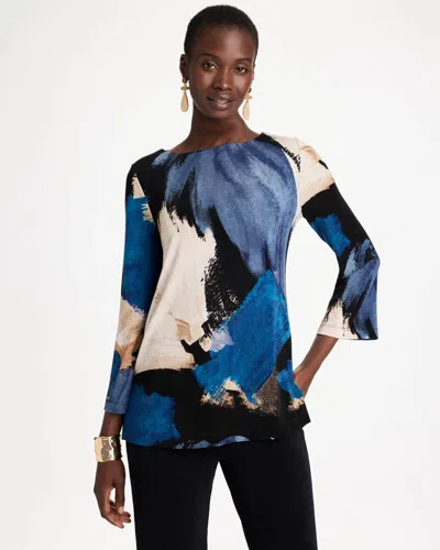 Chico's Travelers™ Brushed Colorblock Tunic In Blue In Medieval Blue