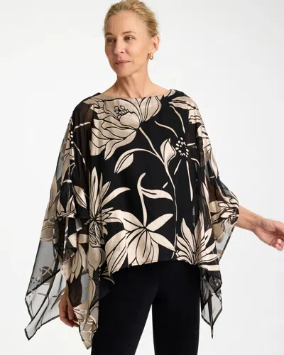 Chico's Travelers™ Burnout Floral Chiffon Top In Black