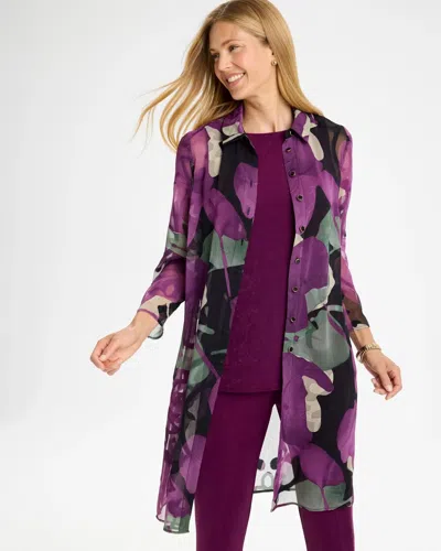 Chico's Travelers™ Burnout Topper In Elderberry Wine In Multi