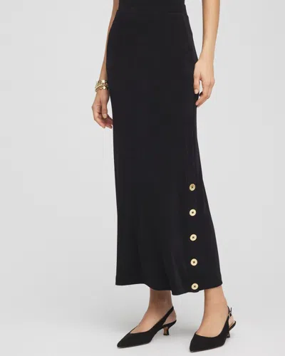 Chico's Travelers™ Button Slit Maxi Skirt In Black Size 16/18 |  Wrinkle-free Travel Clothing In Travelers Black