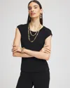 Chico's Travelers™ Cap-sleeve Top In Black Size 12/14 |  Wrinkle-free Travel Clothing In Travelers Black