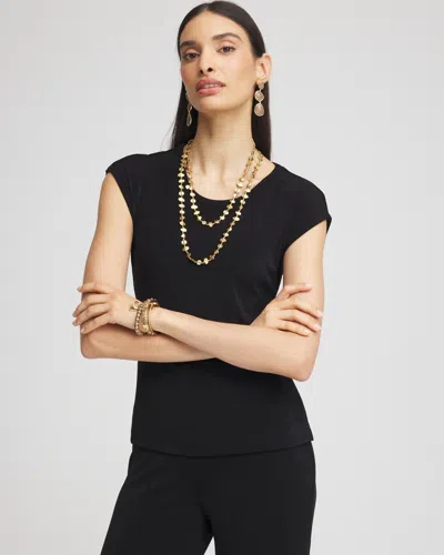Chico's Travelers™ Cap-sleeve Top In Black Size 12/14 |  Wrinkle-free Travel Clothing In Travelers Black