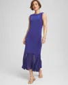 Chico's Travelers™ Chiffon Hem Dress In Blue Size 4/6 |  Wrinkle-free Travel Clothing In Blue Casa