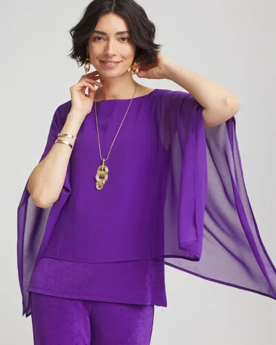 Chico's Travelers Chiffon Layered Top In Purple