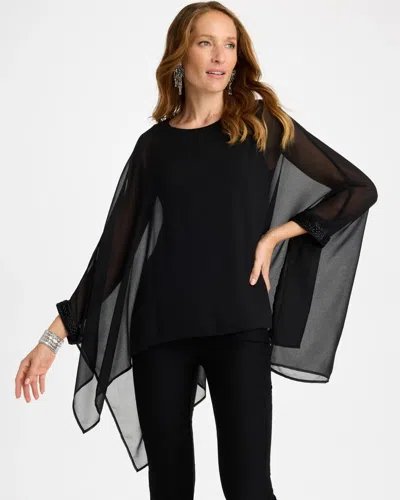 Chico's Travelers™ Chiffon Overlay Top In Black