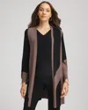 Chico's Travelers Colorblock Cardigan Sweater In Deep Taupe In Gray