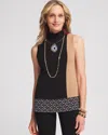 Chico's Travelers™ Colorblock Mockneck Sweater Tank Top In Berry Compote Size 16/18 |  Wrinkle-free T In Berry Compote
