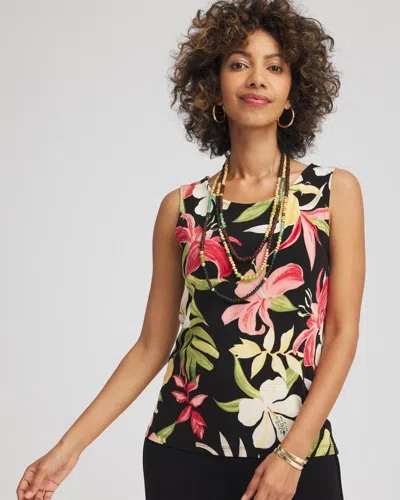 Chico's Travelers Convertible Tropical-lily Tank In Golden Chamois
