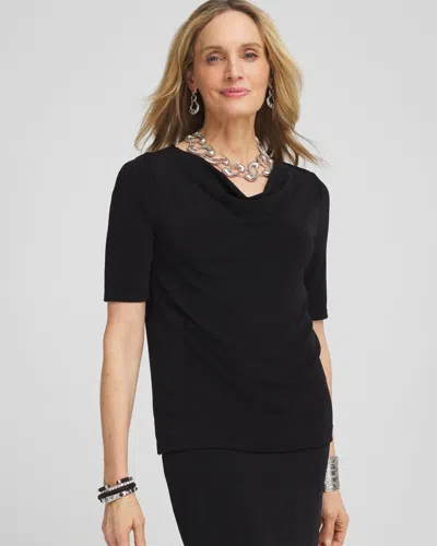 Chico's Travelers™ Cowl Neck Top In Black Size 8/10 |  Wrinkle-free Travel Clothing In Travelers Black