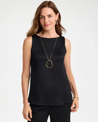 Chico's Travelers™ Crinkle Satin Textured Tank In Black