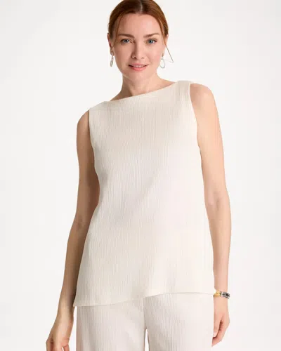 Chico's Travelers™ Crinkle Satin Textured Tank In White In Neutral
