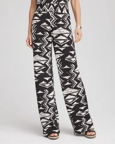 Chico's Travelers Crinkled Knit Wide-leg Pants In Black