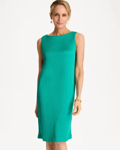 Chico's Travelers™ Crinkled Satin Tank Dress In Topanga Green