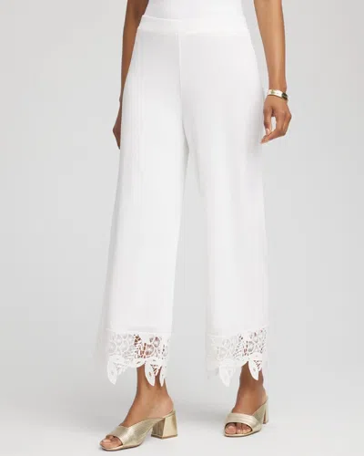 Chico's Travelers Crochet-lace Cropped Pants In White