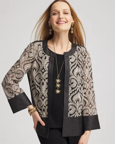 Chico's Travelers™ Crushed Lace Jacket In Black Size Xxl |  Wrinkle-free Travel Clothing In Travelers Black