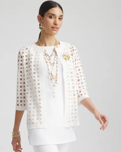 Chico's Travelers™ Cutout Crush Jacket In White Size Medium |  Travel Clothing In Travelers Winter Drift