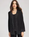 Chico's Travelers Embellished Cardigan Sweater In Black