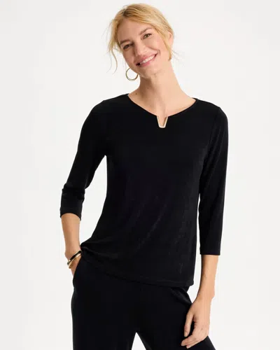 Chico's Travelers™ Embellished V-neck Top In Black In Travelers Black