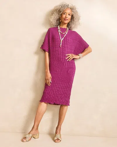 Chico's Travelers™ Embossed Midi Dress In Purple Size 16/18 |  Travel Clothing In Purple Clover