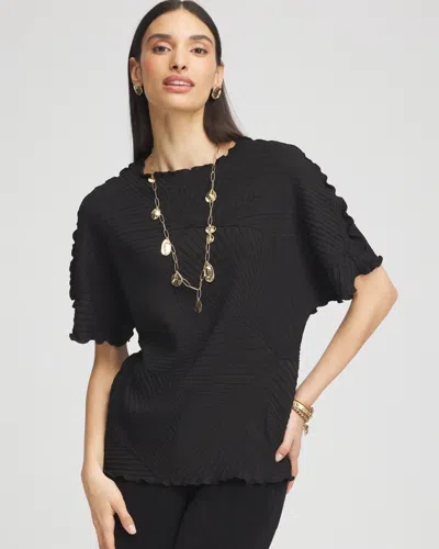Chico's Travelers™ Embossed Top In Black Size 20/22 |  Wrinkle-free Travel Clothing In Travelers Black