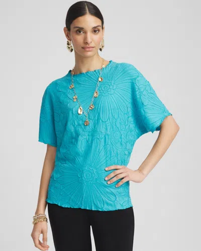 Chico's Travelers™ Embossed Top In Blue Size 20/22 |  Wrinkle-free Travel Clothing In Turq Blue