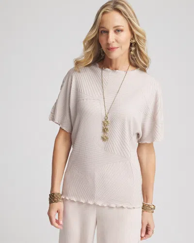 Chico's Travelers™ Embossed Top In Neutral Size 20/22 |  Wrinkle-free Travel Clothing In Smokey Taupe