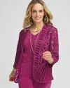 Chico's Travelers™ Embroidered Lace Cutwork Jacket In Purple Size Xl |  Wrinkle-free Travel Clothing In Purple Clover