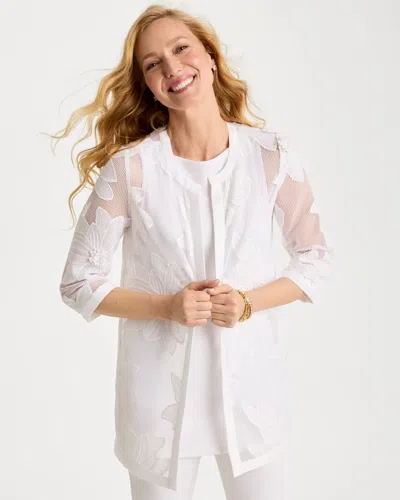 Chico's Travelers™ Floral Applique Jacket In White