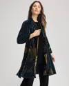 Chico's Travelers Floral Burnout Kimono Jacket In Teal Shadow In Multi