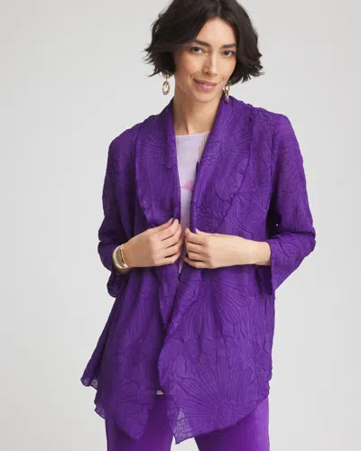 Chico's Travelers Floral-embossed Jacket In Purple