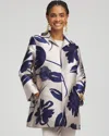 Chico's Travelers™ Floral Jacquard Jacket In Blue Size Xxl |  Wrinkle-free Travel Clothing In Blue Casa