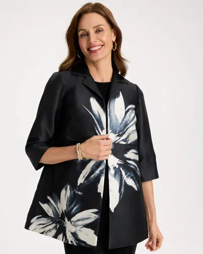 Chico's Travelers™ Floral Long Jacket In Black