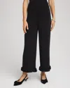 Chico's Travelers Fringe Hem Cropped Pants In Black In Black