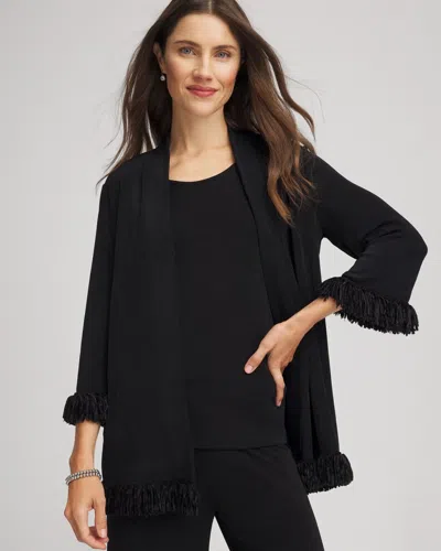 Chico's Travelers Fringe Hem Jacket In Black