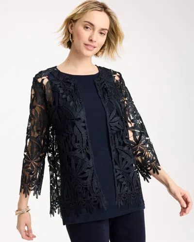 Chico's Travelers™ Galloon Lace Jacket In Blue In Black