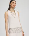 Chico's Travelers™ Lace Trim Tank Top In Neutral Size 12/14 |  Wrinkle-free Travel Clothing In Smokey Taupe