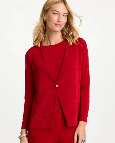 Chico's Travelers™ Glam Button-front Jacket In Enamel Red