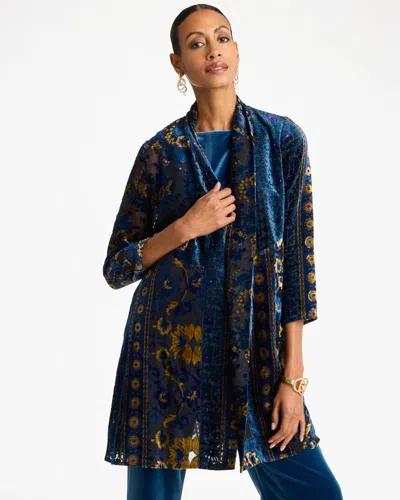 Chico's Travelers™ Glam Velvet Burnout Jacket In Prussian Blue