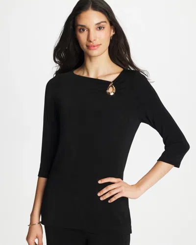 Chico's Travelers™ Hardware 3/4 Sleeve Tunic In Black
