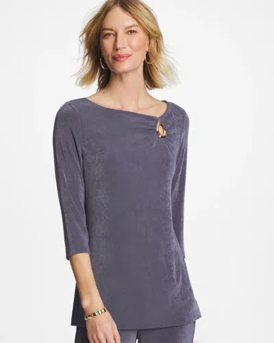 Chico's Travelers™ Hardware 3/4 Sleeve Tunic In Gray