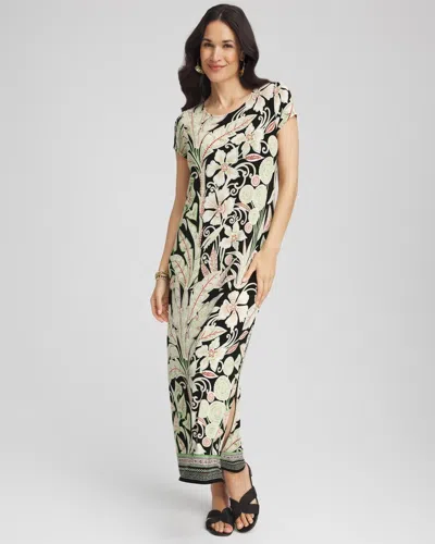 Chico's Travelers Island Motif Maxi Dress In Salted Lime In Green