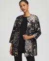 Chico's Travelers Jacquard Floral Shine Jacket In Black In Black