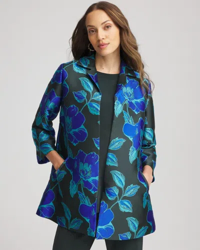 Chico's Travelers Jacquard Jacket In Darkest Spruce In Green