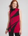 Chico's Travelers™ Jacquard Mockneck Tank Top In Size 12/14 |  Wrinkle-free Travel Clothing In Red Allure