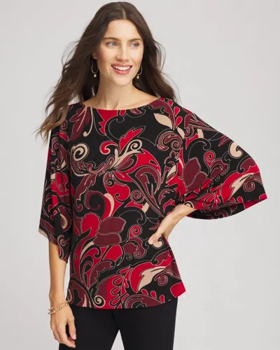 Chico's Travelers Kimono Sleeve Party Top In In Red