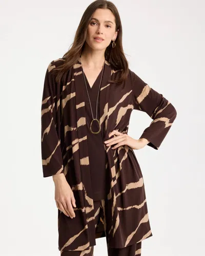 Chico's Travelers™ Knit Animal Print Duster Cardigan Sweater In Brown